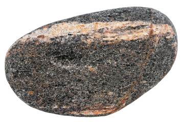 Top view of single black pebble