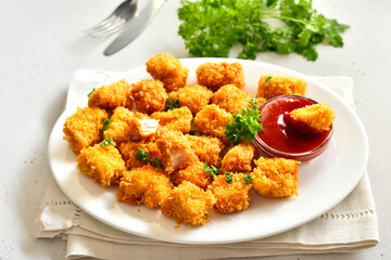 Homemade crispy fried chicken nuggets