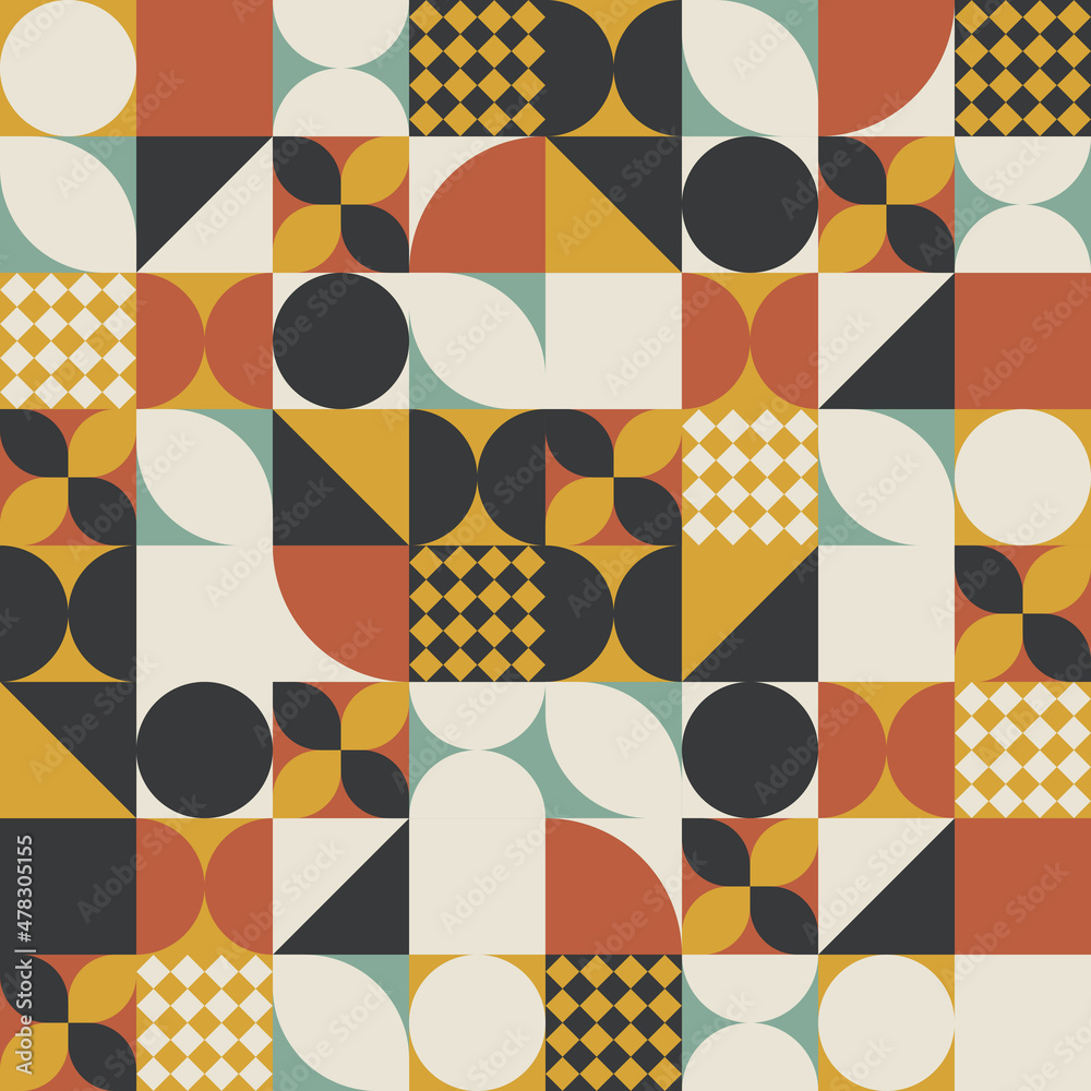 Aufkleber Vintage mosaic tiles from geometric shapes. A pack of repeating shapes and the most basic shapes.