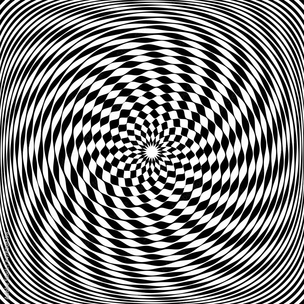 Wall mural abstract op art pattern with whirl movement illusion effect.