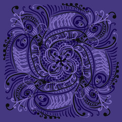 Colorful ornament. Circular ornament. Vector illustration. Illustration in doodle style. Poster for interior decor. Festive texture for printing on textiles and printing.