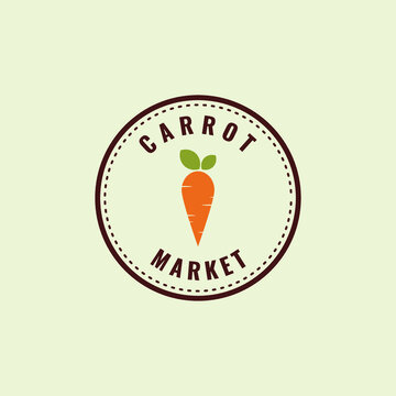 Healthy Organic Carrot Farm Logo Emblem Design Images, Daucus Carota Subsp. Sativus, Simple Carrot Label Stamp for Vegetable Business