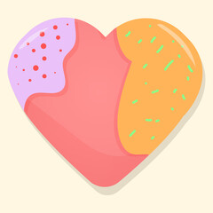 Sweet heart cake. Vector illustration