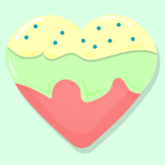 Sweet heart cake. Vector illustration