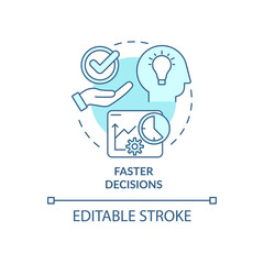 Faster decisions turquoise concept icon. Strategic issues abstract idea thin line illustration. Decision making. Isolated outline drawing. Editable stroke. Roboto-Medium, Myriad Pro-Bold fonts used