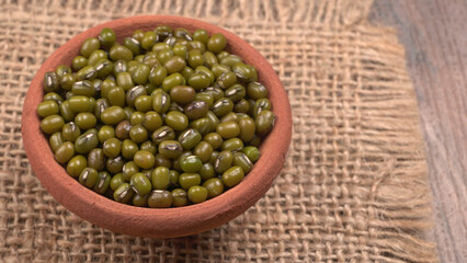 Green Mung Beans Also Know as Mung Dal, Vigna Radiata, Green Beans or Moong Dal isolated on White Background
