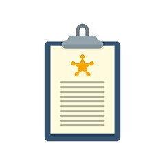 Policeman clipboard icon flat isolated vector