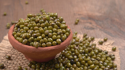 Green Mung Beans Also Know as Mung Dal, Vigna Radiata, Green Beans or Moong Dal isolated on White Background
