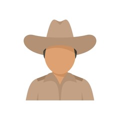 Cowboy icon flat isolated vector
