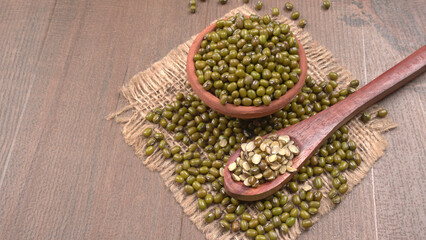 Green Mung Beans Also Know as Mung Dal, Vigna Radiata, Green Beans or Moong Dal isolated on White Background
