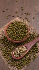 Green Mung Beans Also Know as Mung Dal, Vigna Radiata, Green Beans or Moong Dal isolated on White Background
