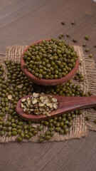 Green Mung Beans Also Know as Mung Dal, Vigna Radiata, Green Beans or Moong Dal isolated on White Background
