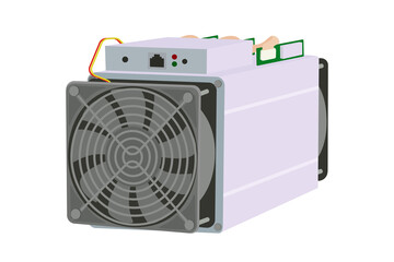 Asic for mining digital cryptocurrency. Vector illustration.