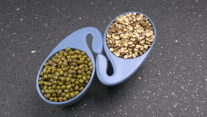 Green Mung Beans Also Know as Mung Dal, Vigna Radiata, Green Beans or Moong Dal isolated on White Background