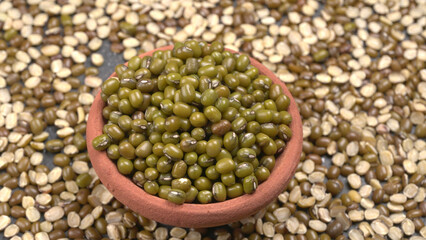 Green Mung Beans Also Know as Mung Dal, Vigna Radiata, Green Beans or Moong Dal isolated on White Background