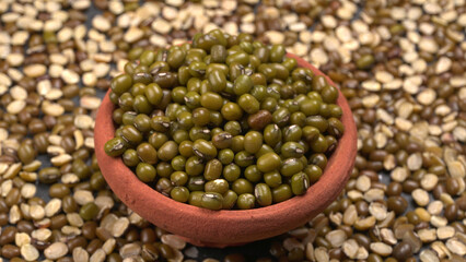 Green Mung Beans Also Know as Mung Dal, Vigna Radiata, Green Beans or Moong Dal isolated on White Background