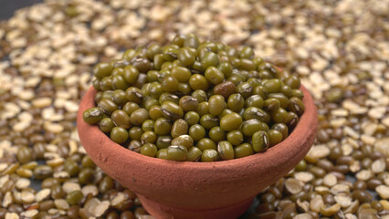Green Mung Beans Also Know as Mung Dal, Vigna Radiata, Green Beans or Moong Dal isolated on White Background