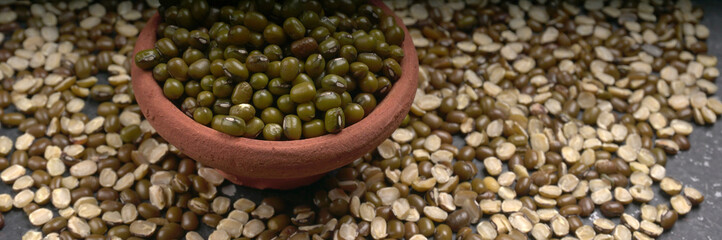 Green Mung Beans Also Know as Mung Dal, Vigna Radiata, Green Beans or Moong Dal isolated on White Background