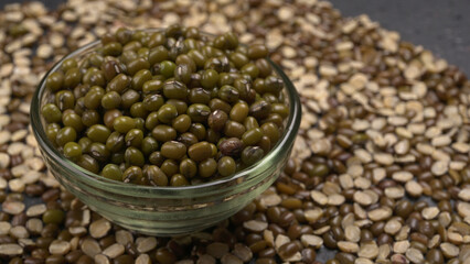 Green Mung Beans Also Know as Mung Dal, Vigna Radiata, Green Beans or Moong Dal isolated on White Background