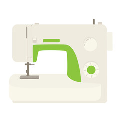 Vector illustration of a modern sewing machine on white background.