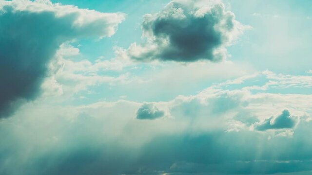 Cloudy Sky With Fluffy Clouds. Natural Background. 4K, Time Lapse, Timelapse, Time-lapse