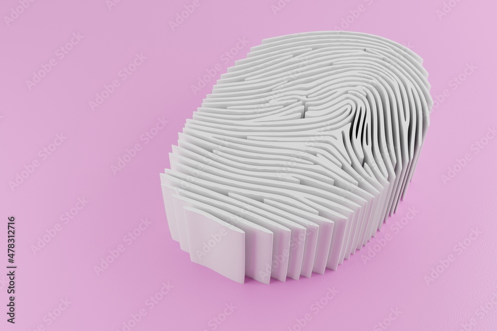 Aufkleber Beautiful abstract White   fingerprint, standing on pink, 3d rendering. Background pattern for design.