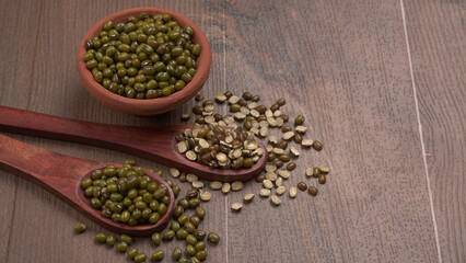 Green Mung Beans Also Know as Mung Dal, Vigna Radiata, Green Beans or Moong Dal isolated on White Background