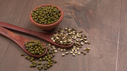 Green Mung Beans Also Know as Mung Dal, Vigna Radiata, Green Beans or Moong Dal isolated on White Background