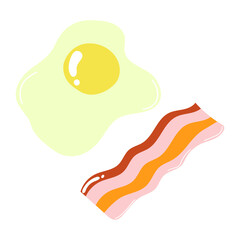 Egg and bacon, breakfast. Flat illustration.
