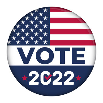 2022 Vote Campaign Button With The USA Flag - Vector Illustration