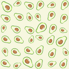 Vector seamless pattern with avocado