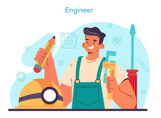Engineer concept. Technology specialist. Professional occupation to invent,