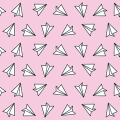 Seamless pattern with paper plane background