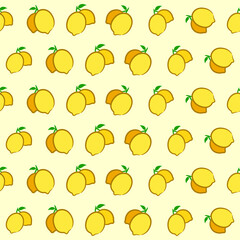 Tropical seamless pattern with yellow lemons