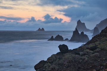 Sunset by the sea on Tenerife in December