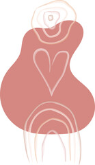 Boho abstract vector illustration with heart, blobs, spiral vector illustration