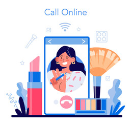 Obraz premium Make up artist online service or platform. Professional artist