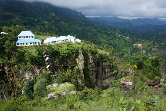 Wooden construction between a view point and the Usambara Mountain Plateau