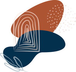 Boho abstract vector illustration with plant, arch, dots, blobs vector illustration