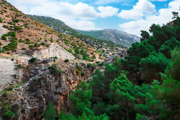 Fototapeta premium Caminito del Rey walking trail , Kings little pathway, Beautiful views of El Chorro Gorge, Ardales, Malaga, Spain.