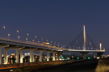 Obraz premium 四ツ木河川敷 国道夜景