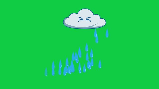 Cute Cartoon Colorful Cloud Animated Cartoon Sticker. Isolated on Green Screen Background. 4K Ultra HD Seamless Loop Video Motion Graphic Animation.