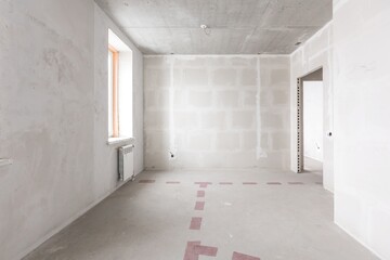 interior of the apartment without decoration in gray colors