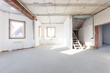 interior of the apartment without decoration in gray colors