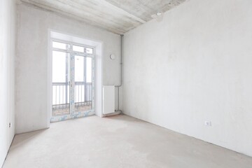 interior of the apartment without decoration in gray colors