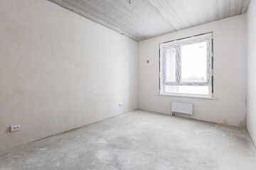 interior of the apartment without decoration in gray colors