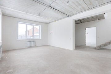 interior of the apartment without decoration in gray colors