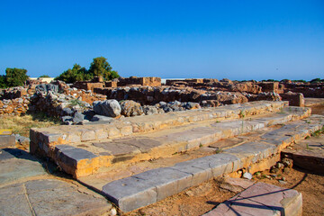 Steps near the offering table in the Malian Palace in Crete, Greece - a monument of Minoan culture...