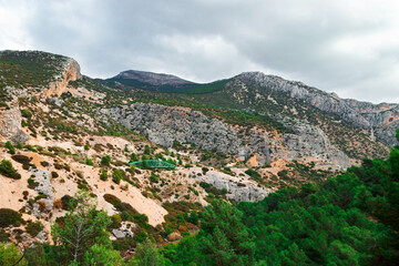 Fototapeta na wymiar Caminito del Rey walking trail , Kings little pathway, Beautiful views of El Chorro Gorge, Ardales, Malaga, Spain.