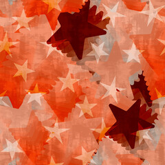 Abstract Retro Textured Stars Seamless Pattern Grunge Surface Style Trendy Colors Creative Concept